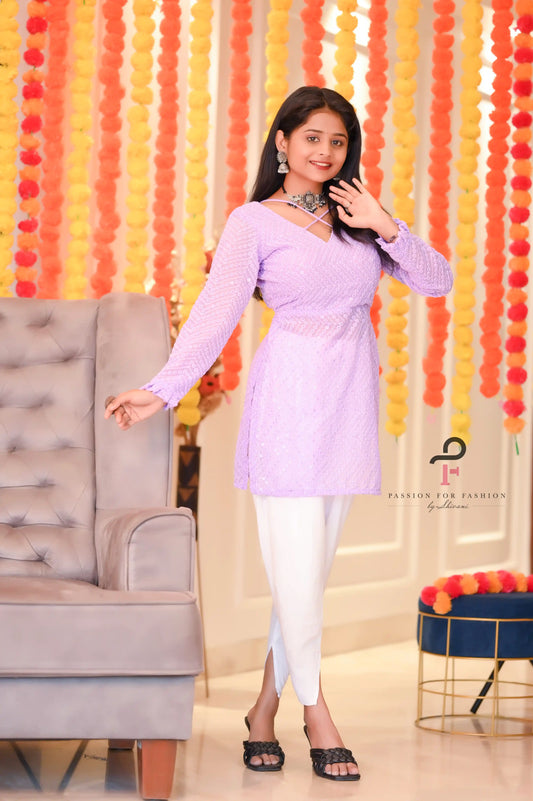 Lush Lilac Gulnaz Embroidered Kurta