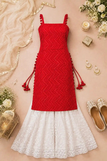 Ruby Red Embroidered Gulnaz Kurta