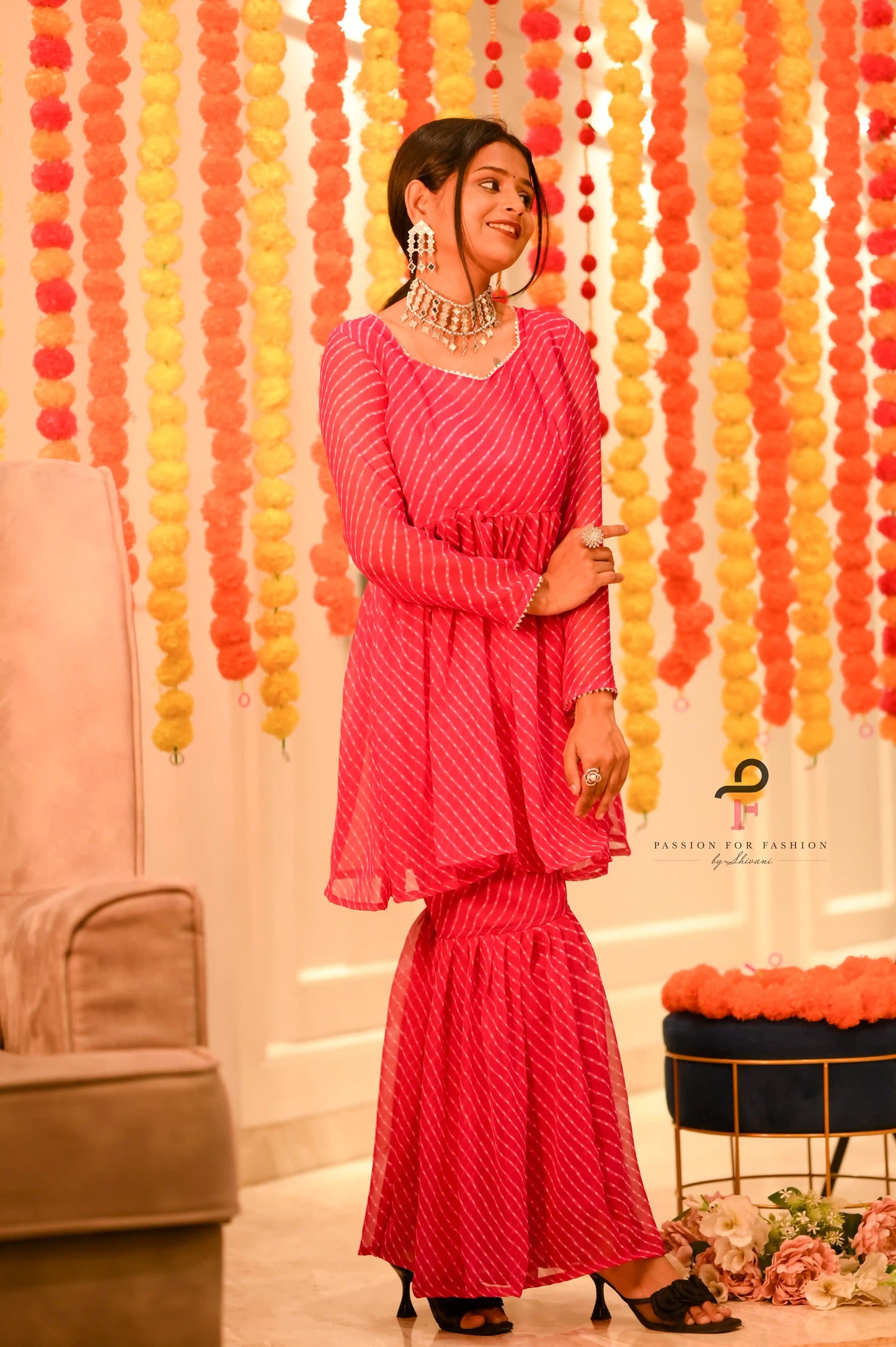 Blossom Pink Lehriya Gulnaz Ensemble