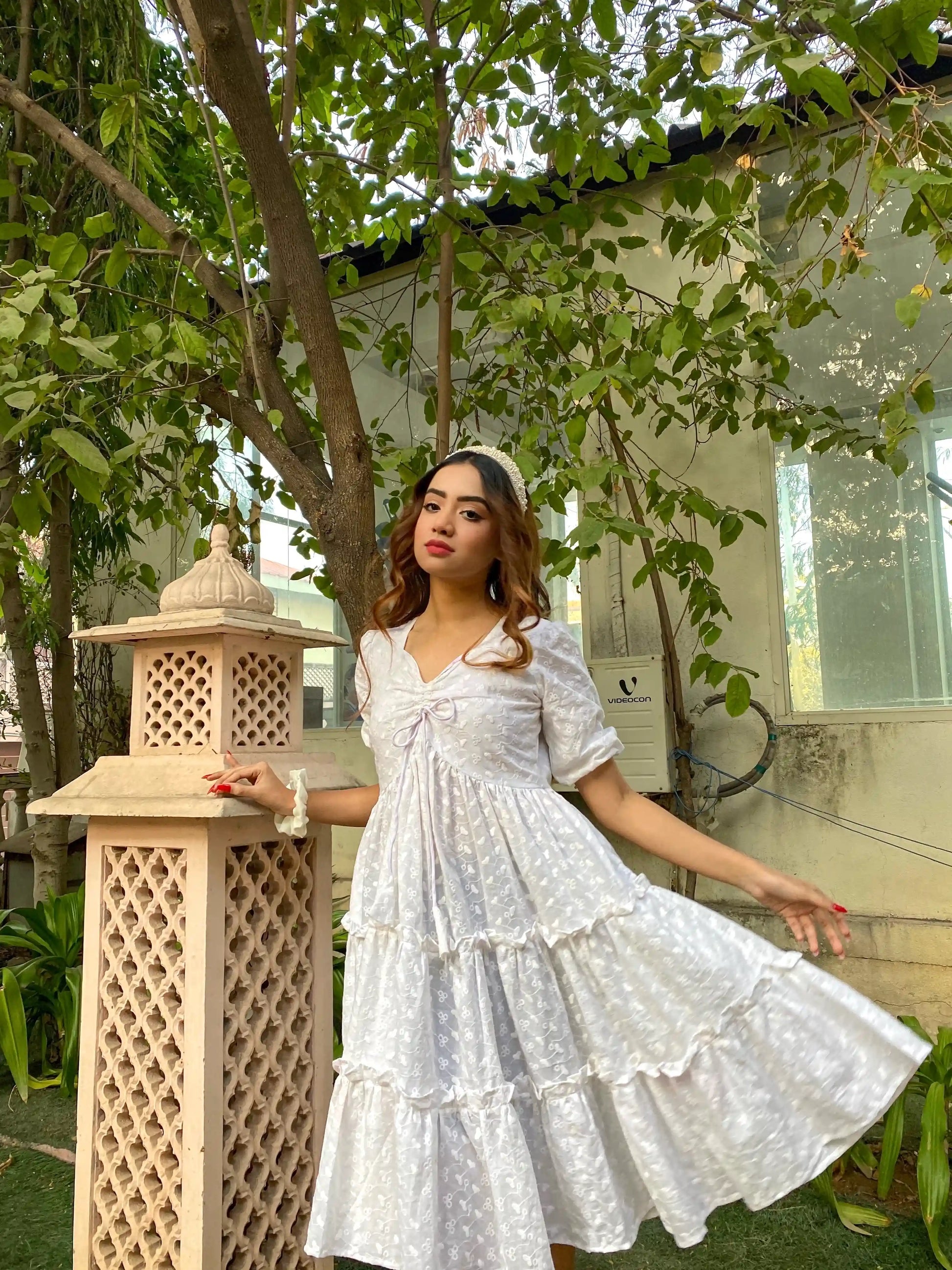 Ivory Bloom Tier Dress - Passion for Fashion by Shivani