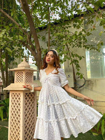 Ivory Bloom Tier Dress - Passion for Fashion by Shivani
