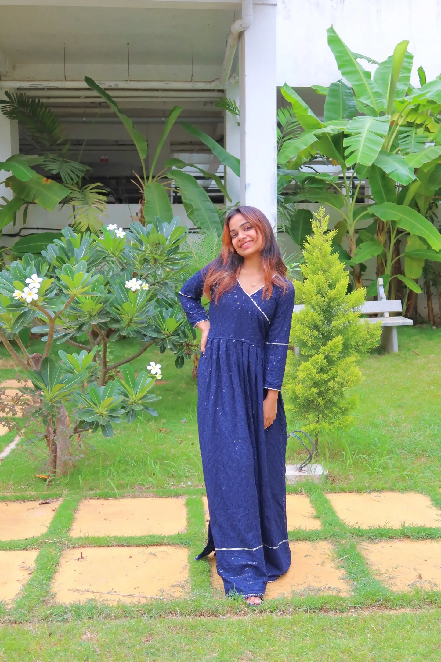 Dip Blue Gulnaz Slit Kurta Featuring "THE SHUKLA SISTERS"