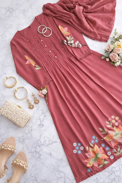 Rose Embroidered Meher Suit Set