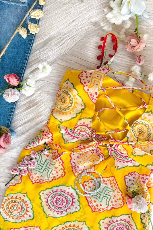 Blush Bandhej Back-Tie Top