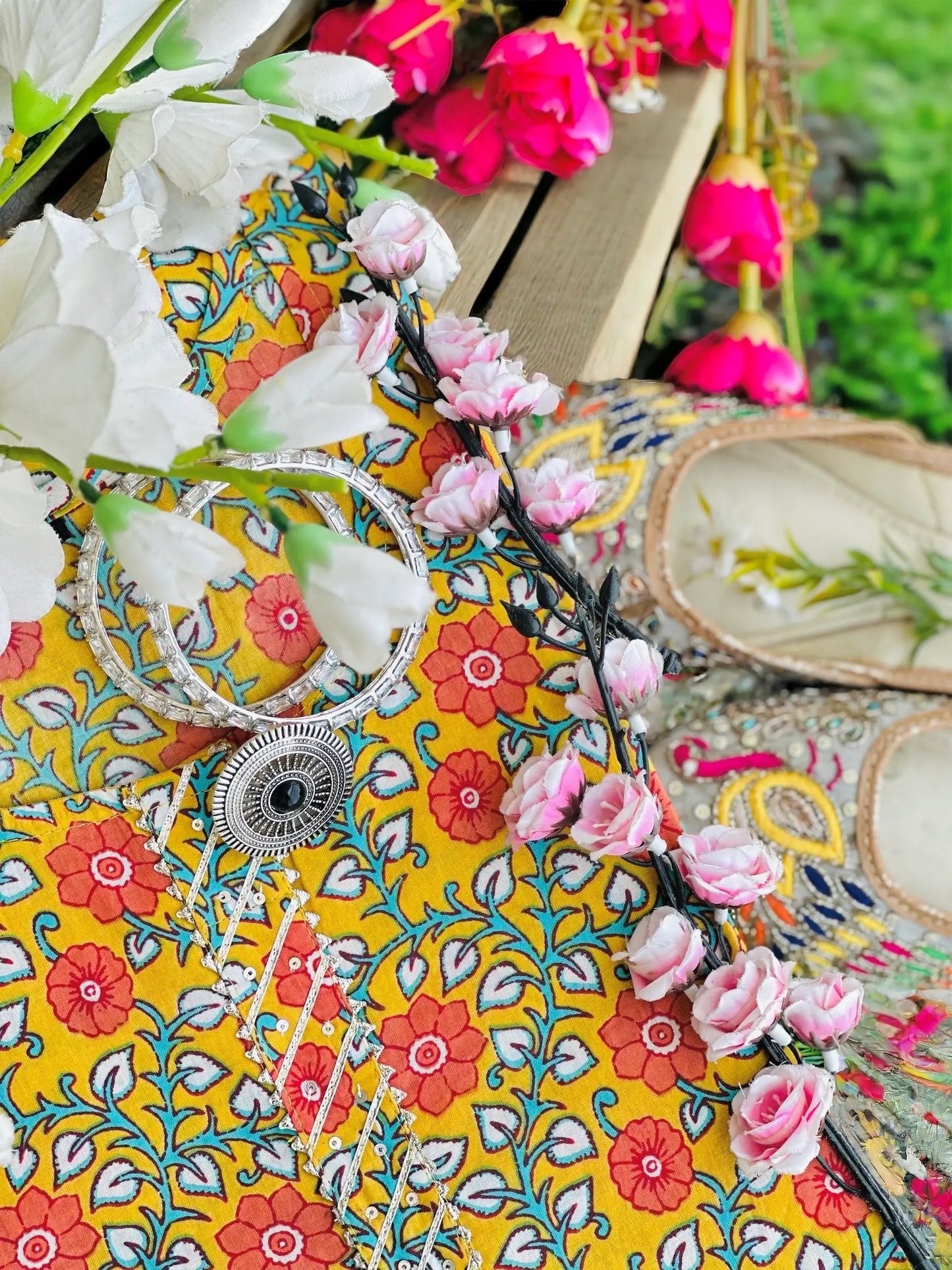 The Yellow Floral Rangriti Budget Kurta