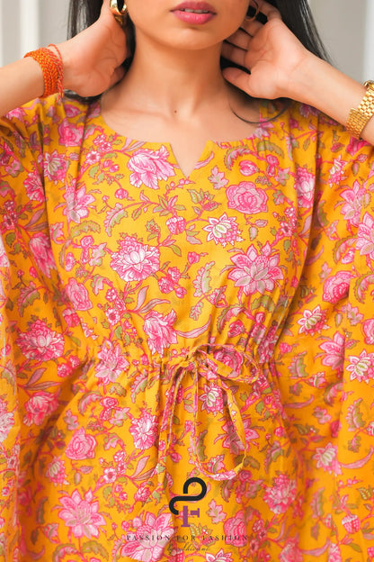 Classic Kalamkari Mulmul Blush Kaftan