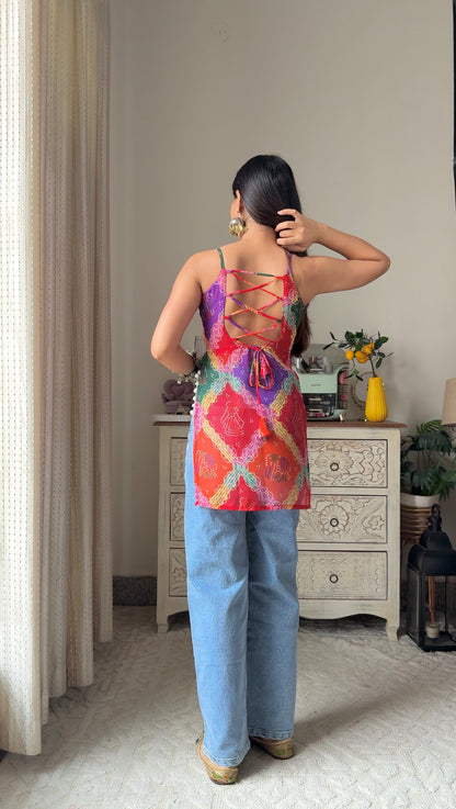 Bandhani Charm Back-Tie Top