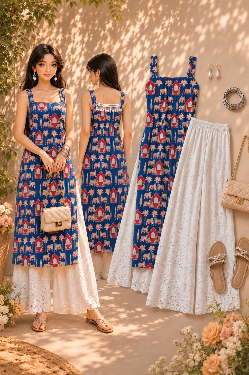 Blue Worli Shell Gulnaz Kurta