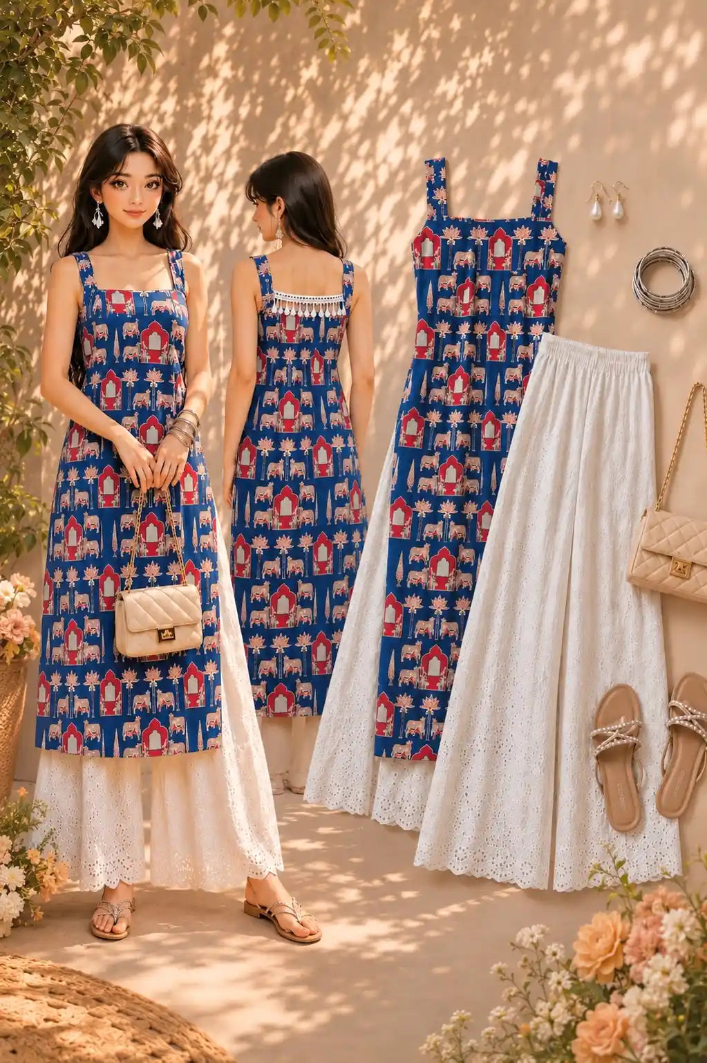 Blue Worli Shell Gulnaz Kurta