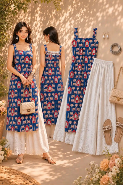 Blue Worli Shell Gulnaz Kurta