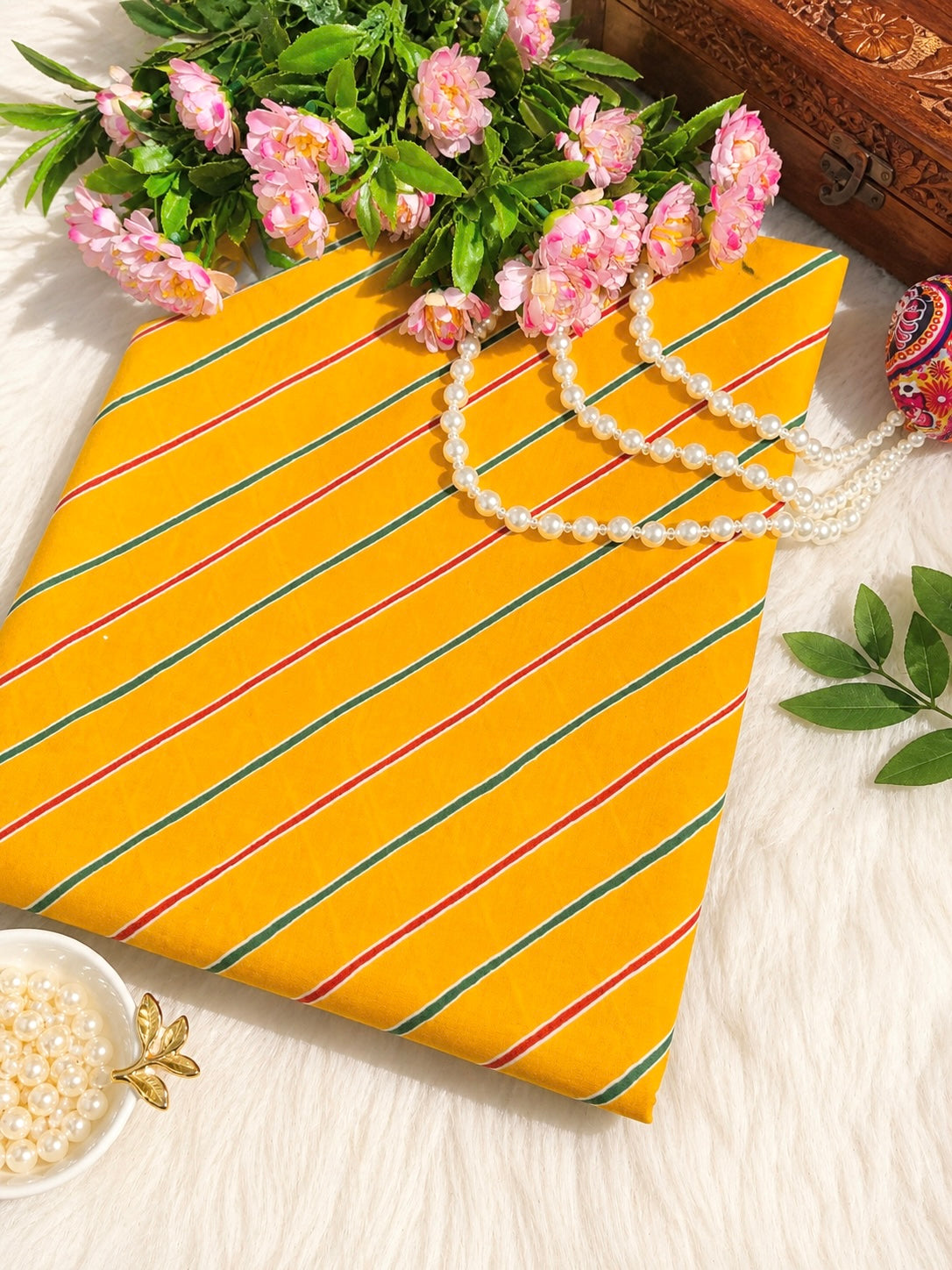 Sunshine Yellow Lehriya Cotton Fabric