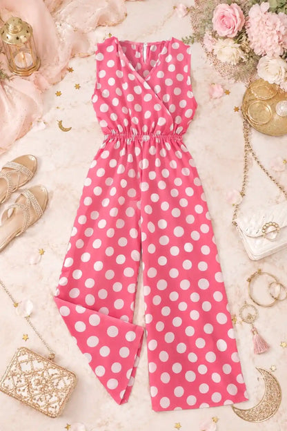 Chic Pink Polka Print Jumpsuit