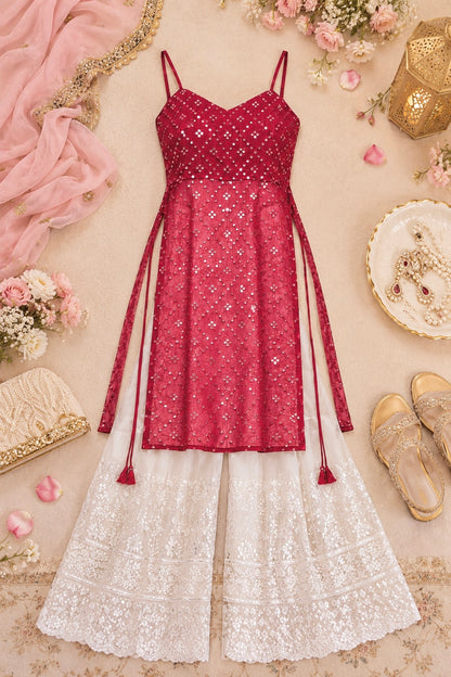 Gulnaz Maroon Hand Embellished Kurta