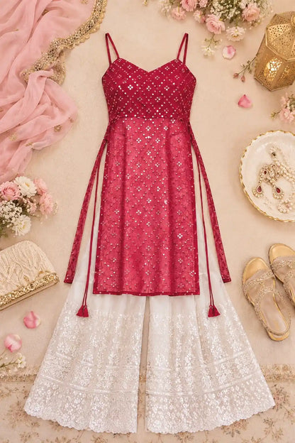 Gulnaz Maroon Hand Embellished Kurta