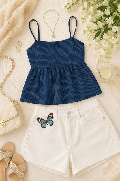 Midnight Stripes Peplum Top