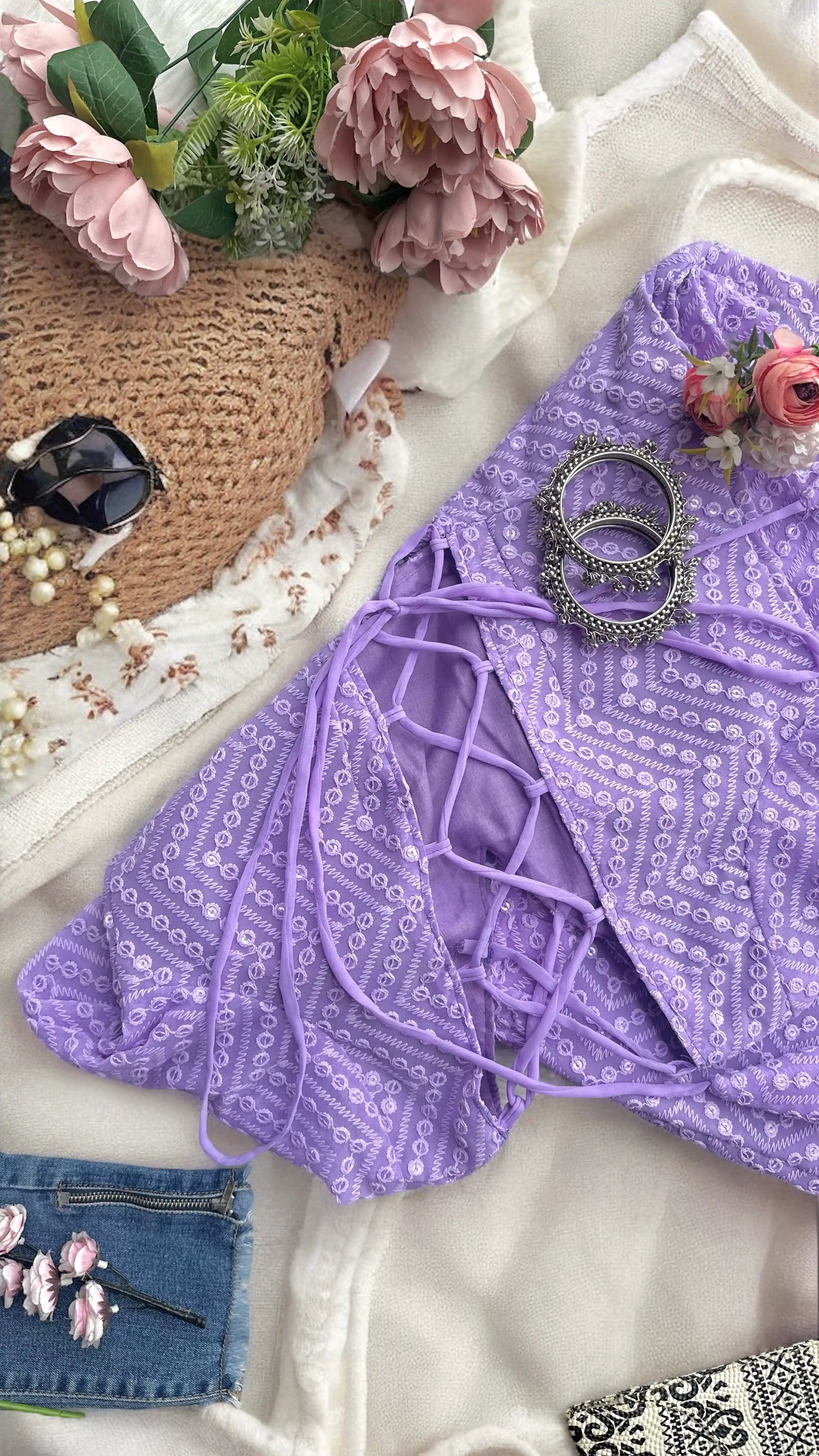 Embroidered Lilac Dori Gulnaz Kurta - Passion for Fashion by Shivani