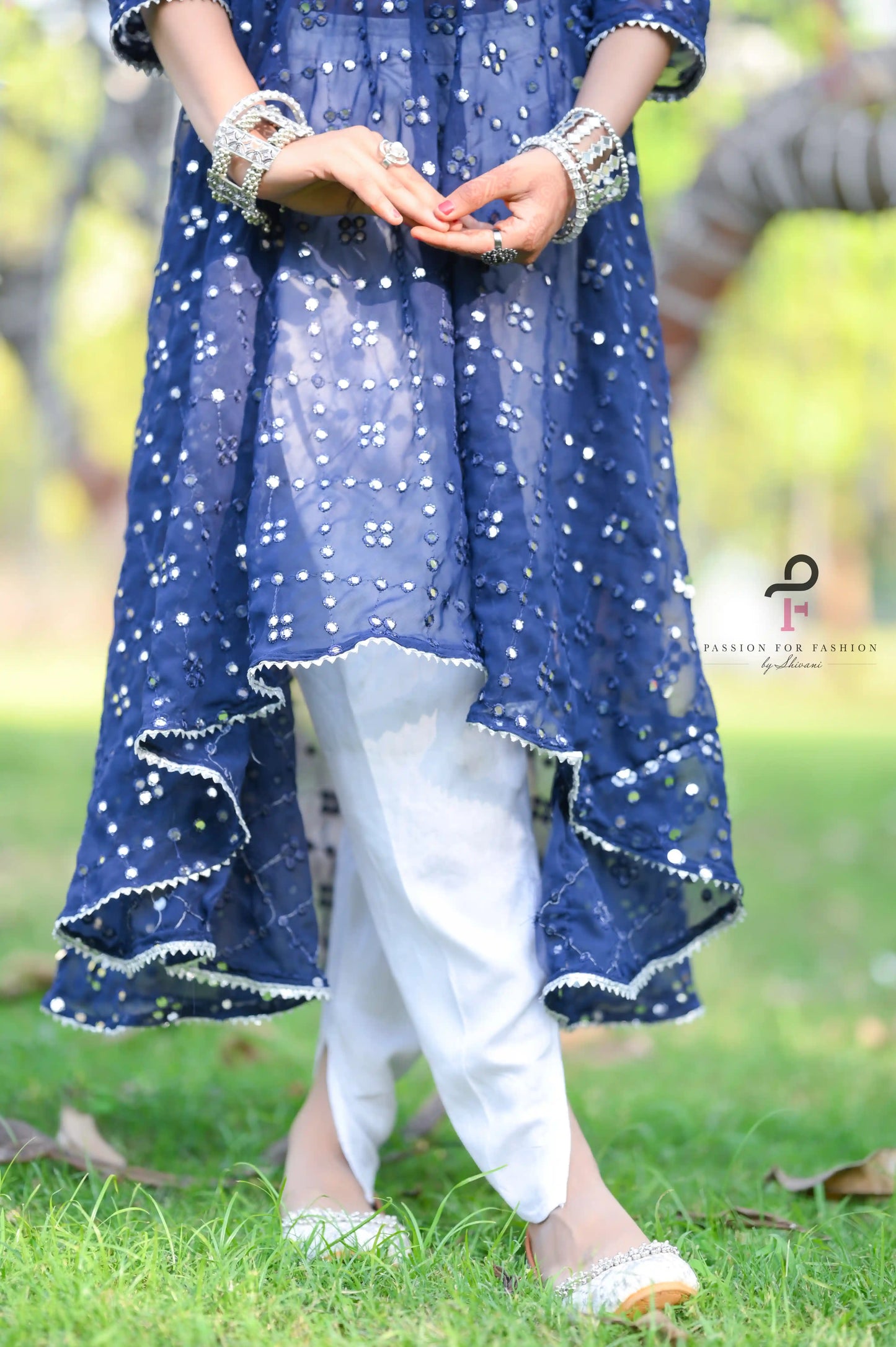 Twirl Blue Gulnaz Embroidered Kurta