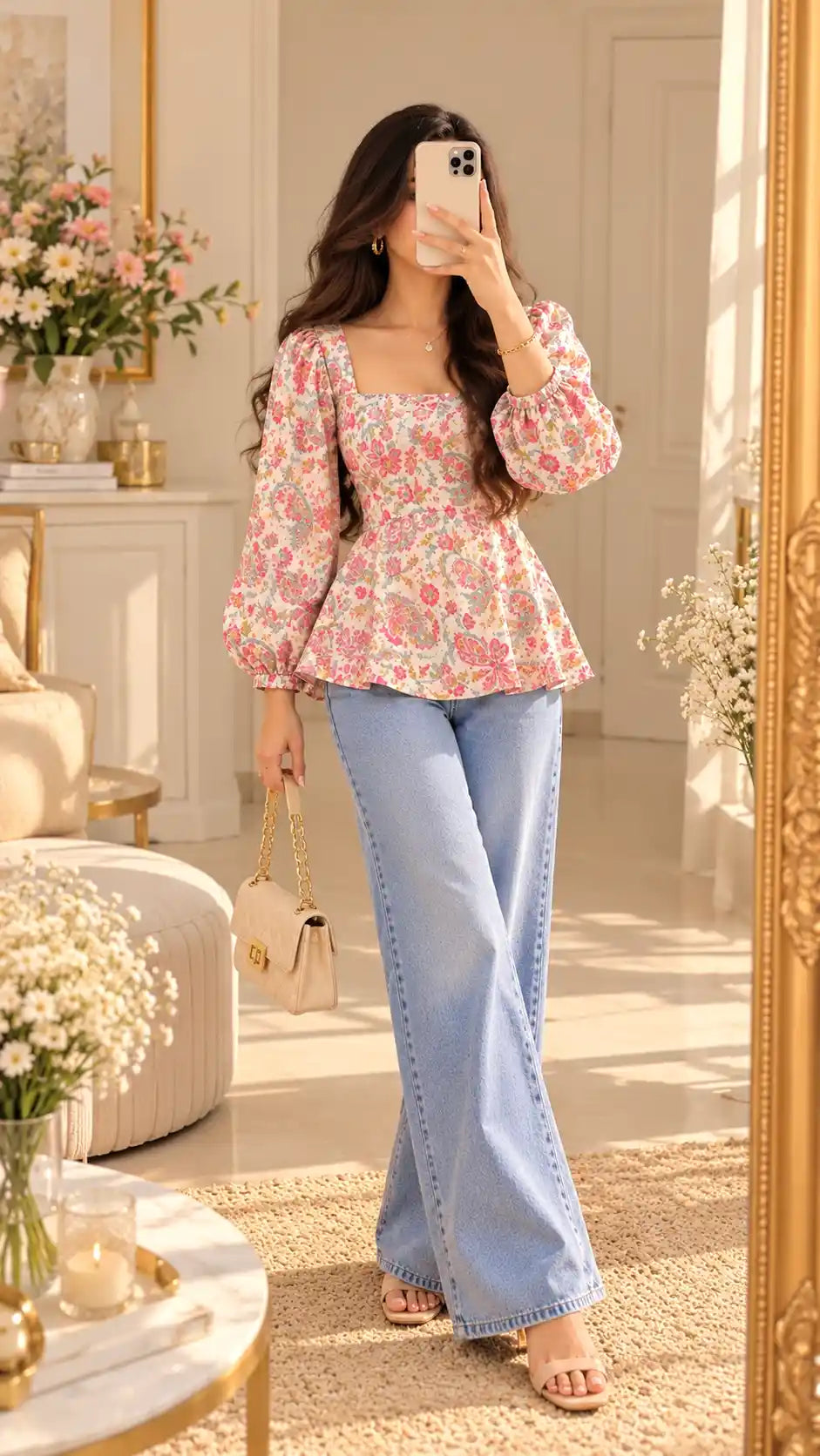 Jaipuri Kalamkari Puff Sleeves Top