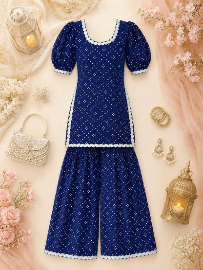 Sparkling Blue Mirror Sharara Gulnaz Set