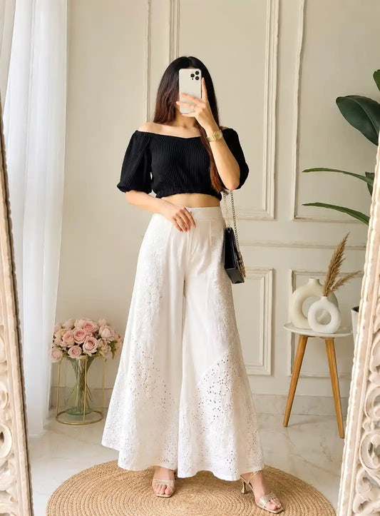 Midnight Charm Smocked Crop Top
