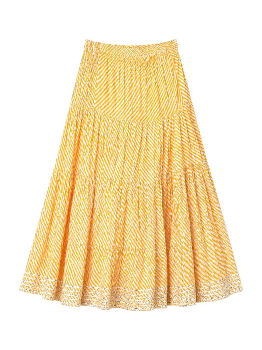 Yellow Lehriya Jaipuri Twirl Skirt