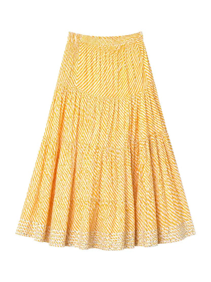 Yellow Lehriya Jaipuri Twirl Skirt