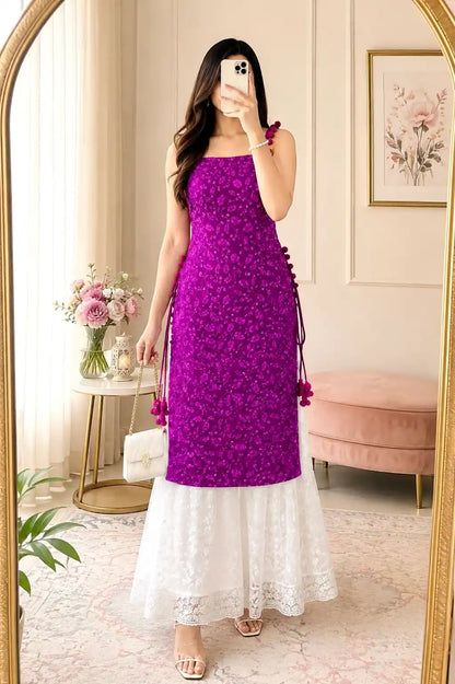 Fuchsia Blush Gulnaz Embroidered Kurta