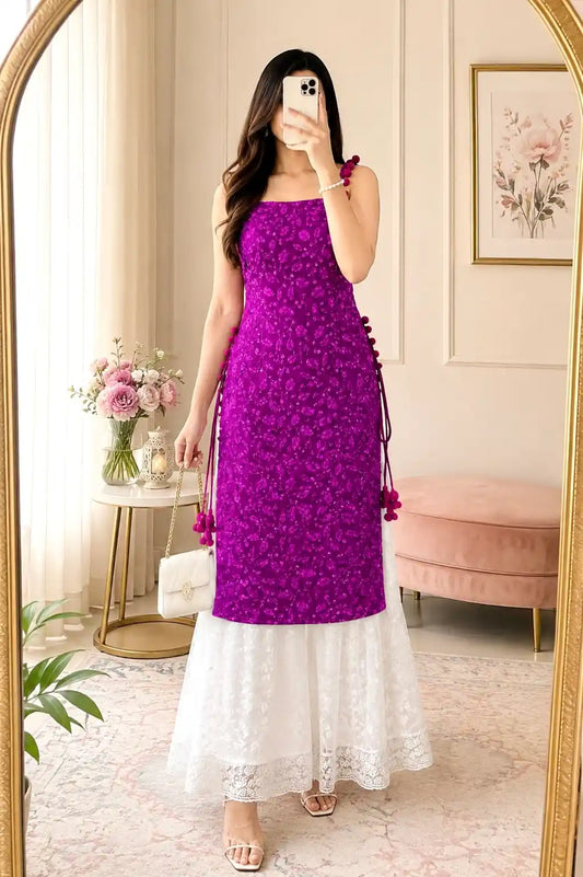 Fuchsia Blush Gulnaz Embroidered Kurta