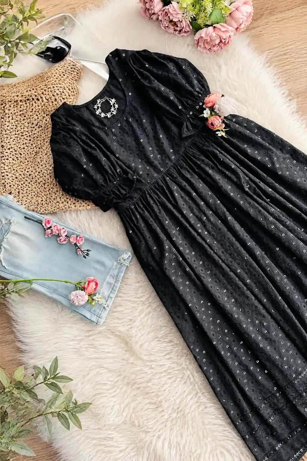 Dusky Black Sequence Gulnaz Kurta