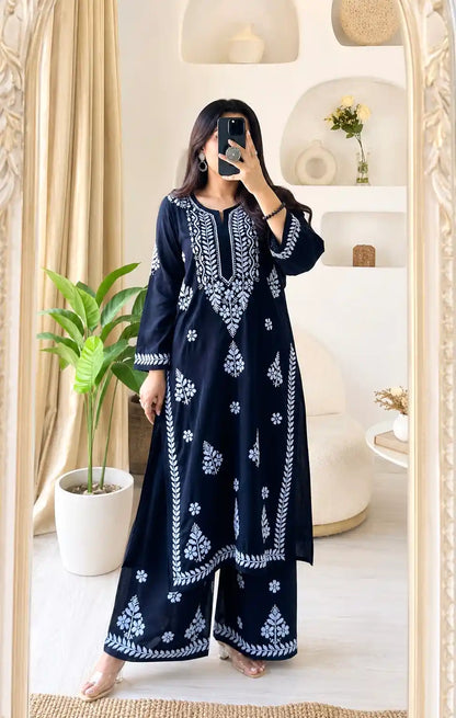 Twilight Black Meher Noor Chikankari Set