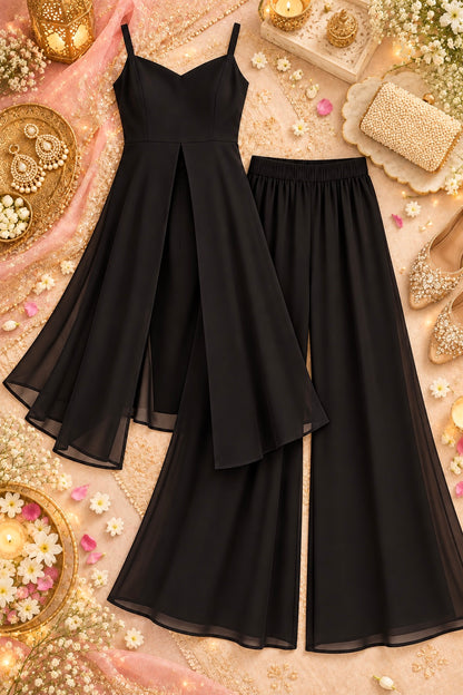 Noir Georgette Gulnaz Cord Set