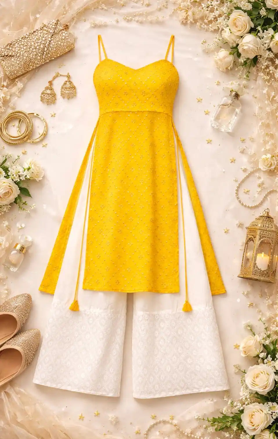 Gulnaz Yellow Hand Embellished Kurta