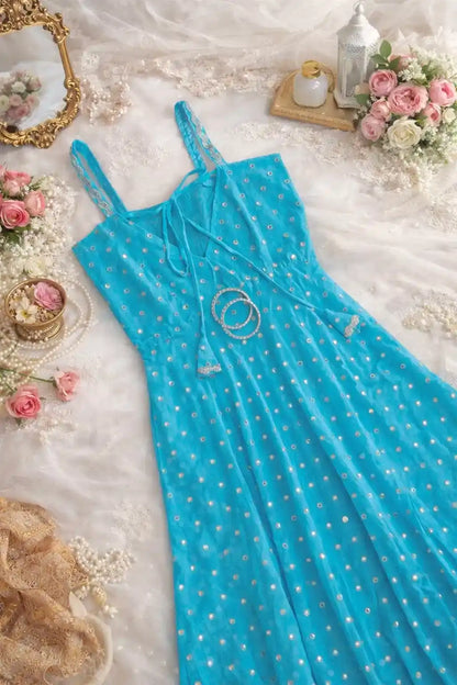Blue Blush Gotta Gulnaz Anarkali