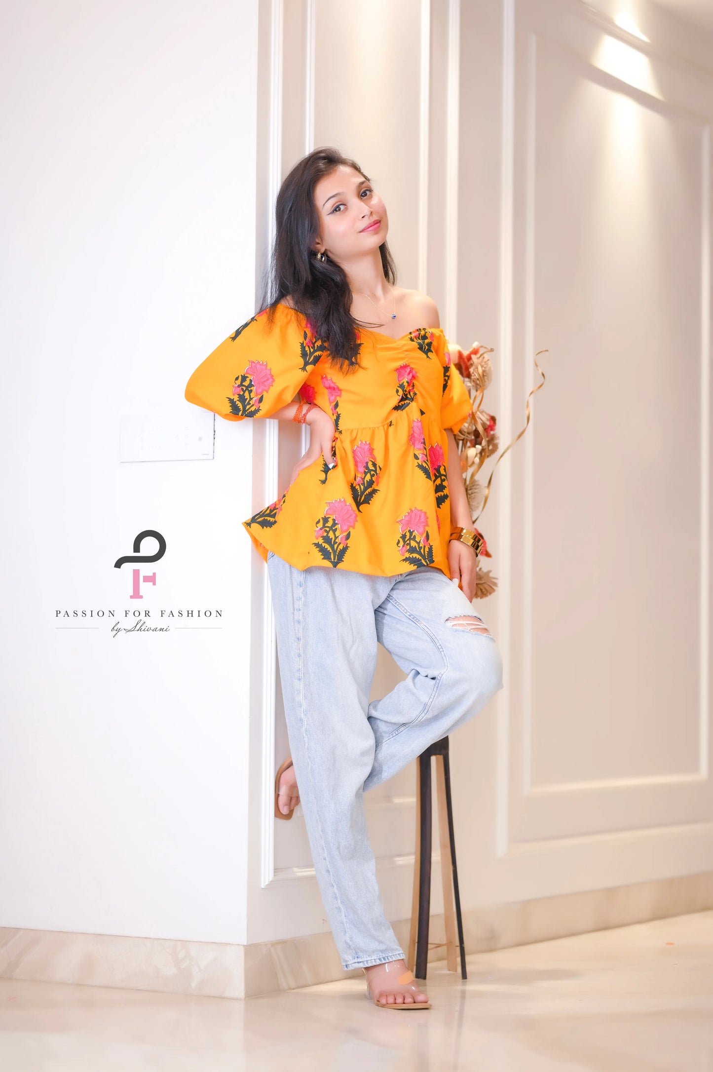 Sunflower Yellow Cotton Pleated Peplum