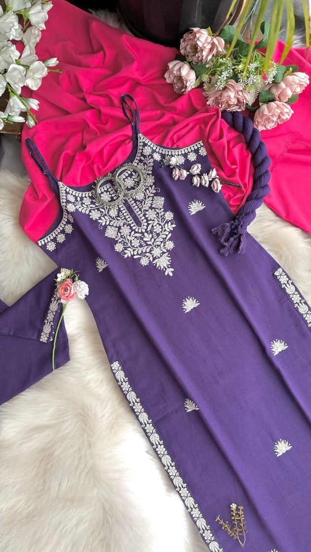 Purple Bliss Embroidered Meher Suit