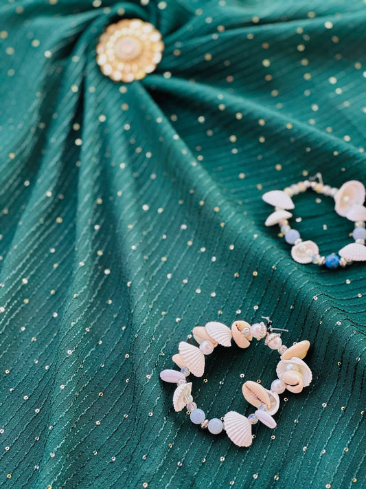 Emerald Green Sequence Embroidered Fabric Cut