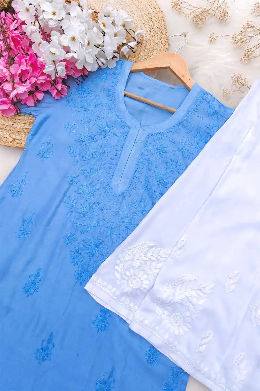 Blush Blue Chanderi Nazakat Kurta