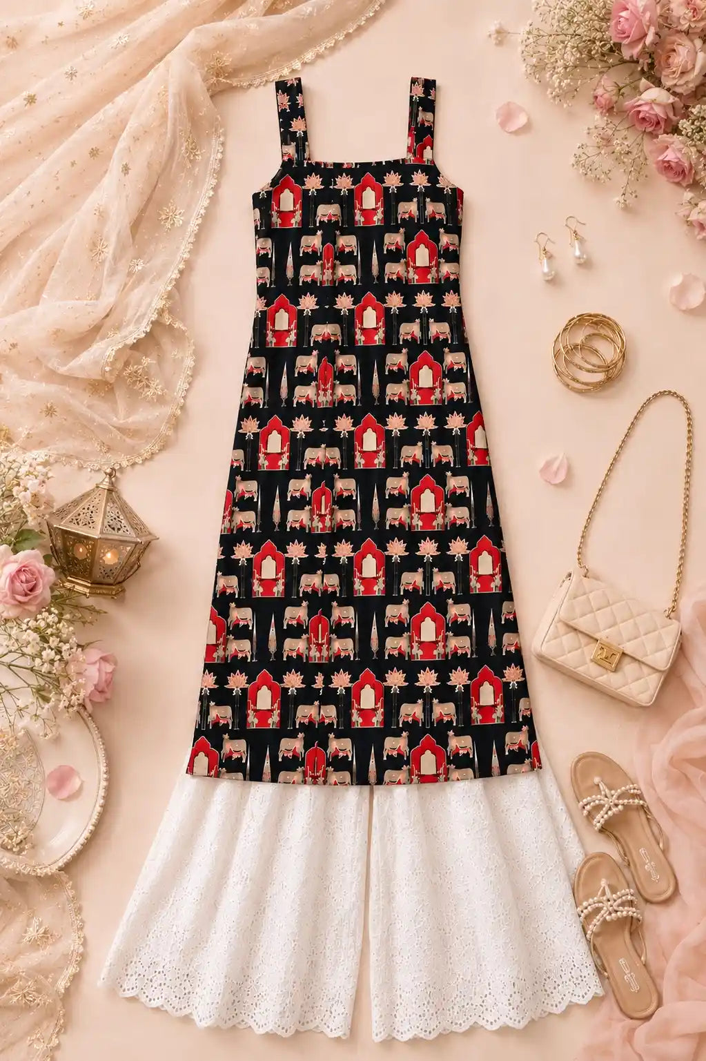 Black Worli Shell Gulnaz Kurta