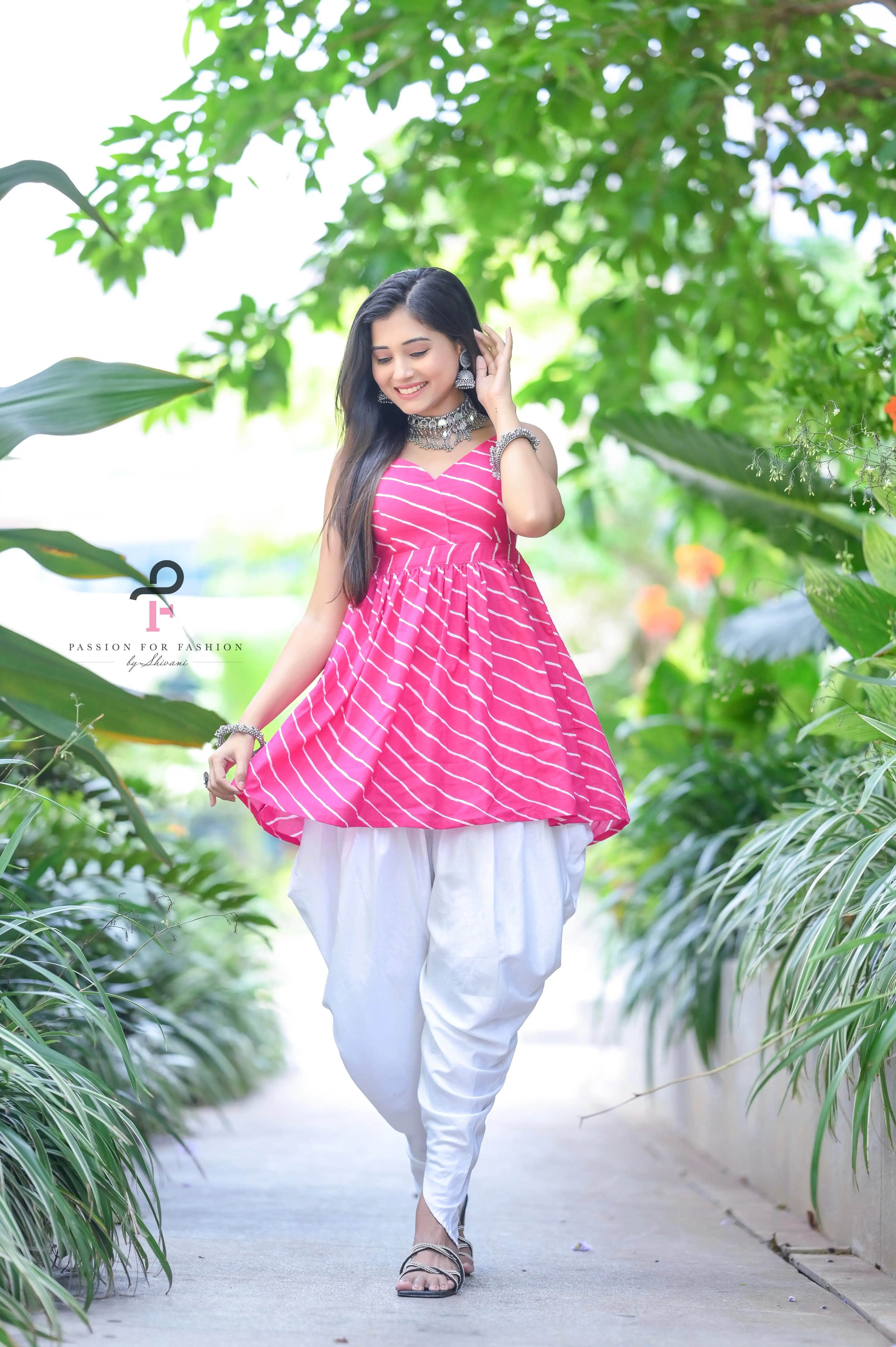 Blush Pink Lehriya Gulnaz Peplum