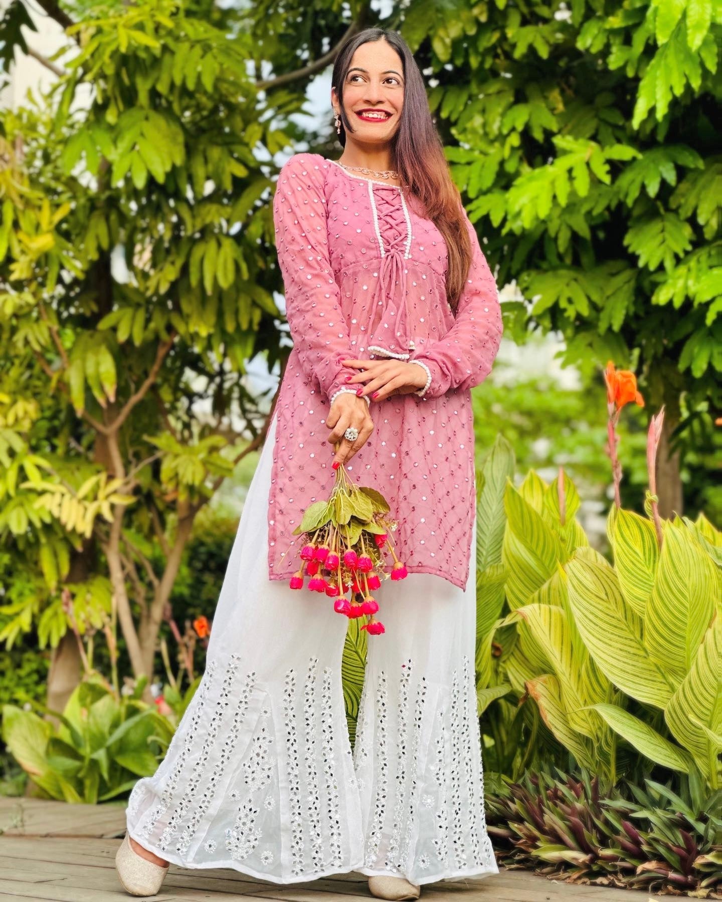 Peach Dori Mirror Gulnaz Kurta