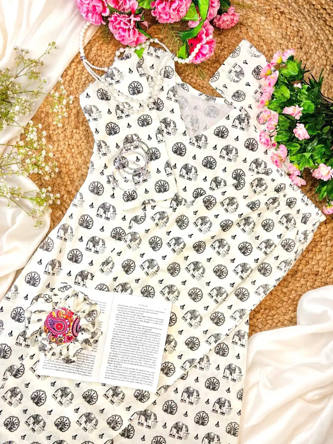 Meher Boho Elephant Print Ethnic Set