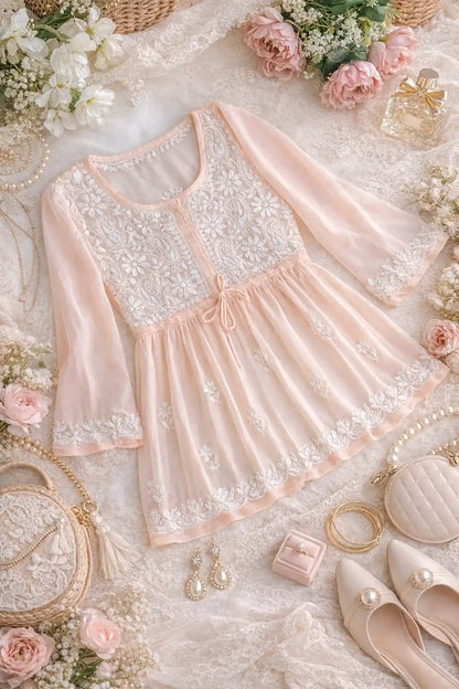 Dreamy Peach Short Chikan Top