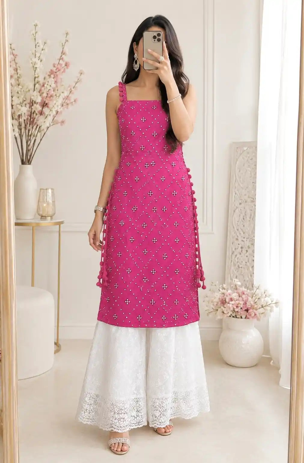 Gulnaz Fuchsia Bloom Embroidered Kurta