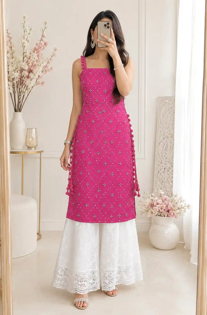 Gulnaz Fuchsia Bloom Embroidered Kurta