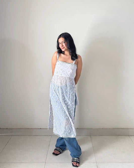 Shefali’s White Mirror Gulnaz Kurta