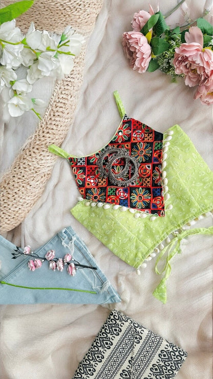 Green Gamti Navratri Denim Fit