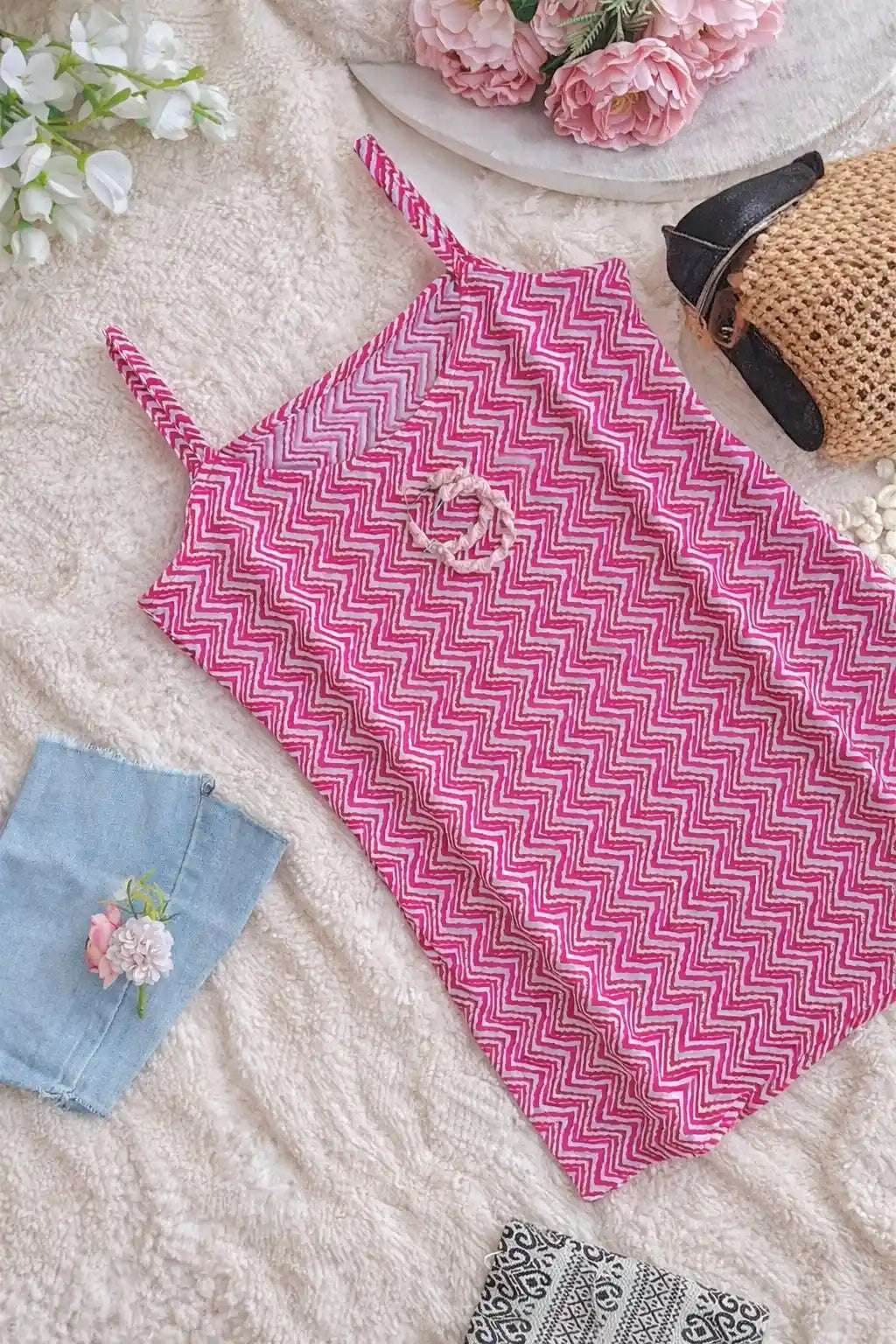Pink Rangriti Budget Kurta