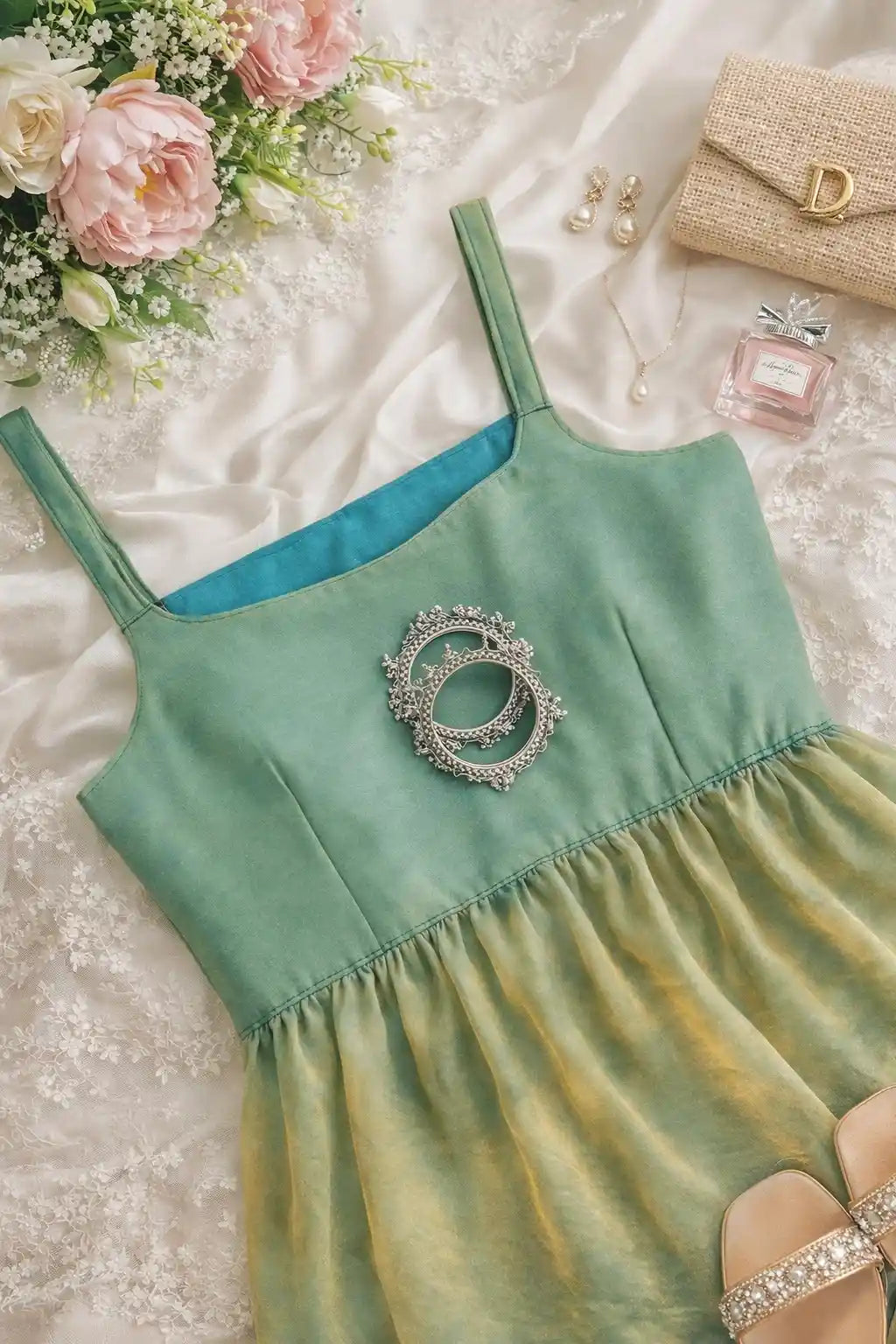 Green Ombre Peplum Camisole Top