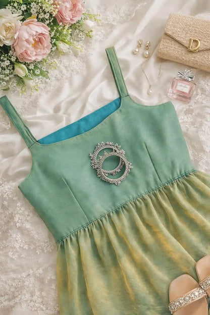 Green Ombre Peplum Camisole Top