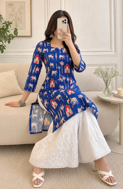 Blue Worli Rangriti Budget Kurta